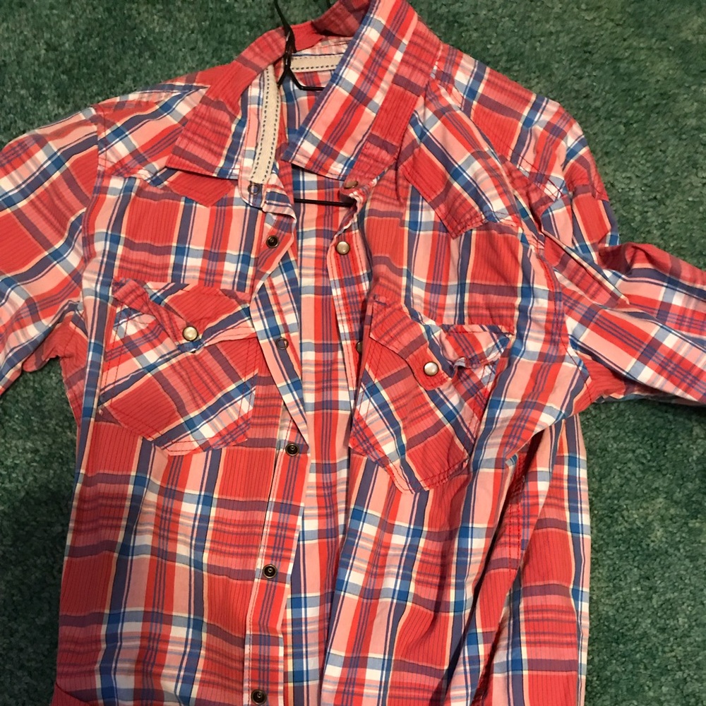 Mens Red And Blue Aeropostale Long Sleeve ButtonUp